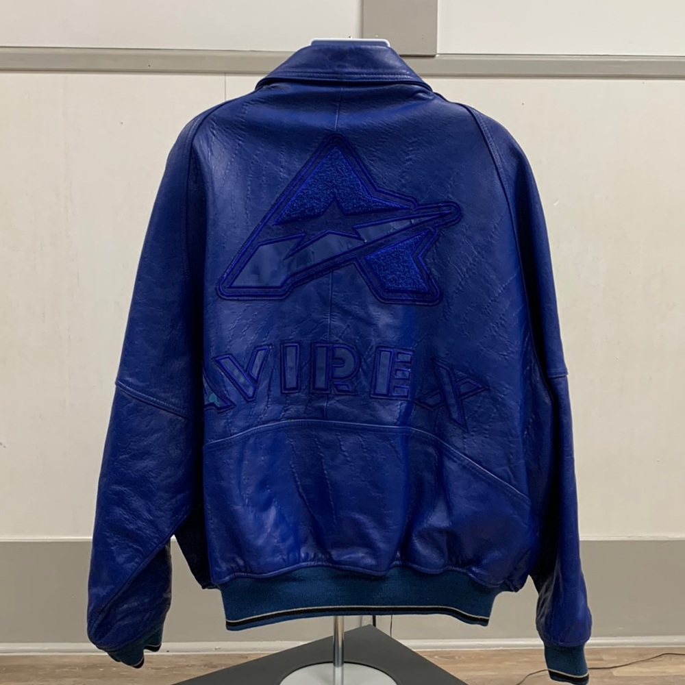 😎🦅🔥🤭 Vintage RARE Royal blue Avirex logo varsity jacket 😎🦅🔥🤣